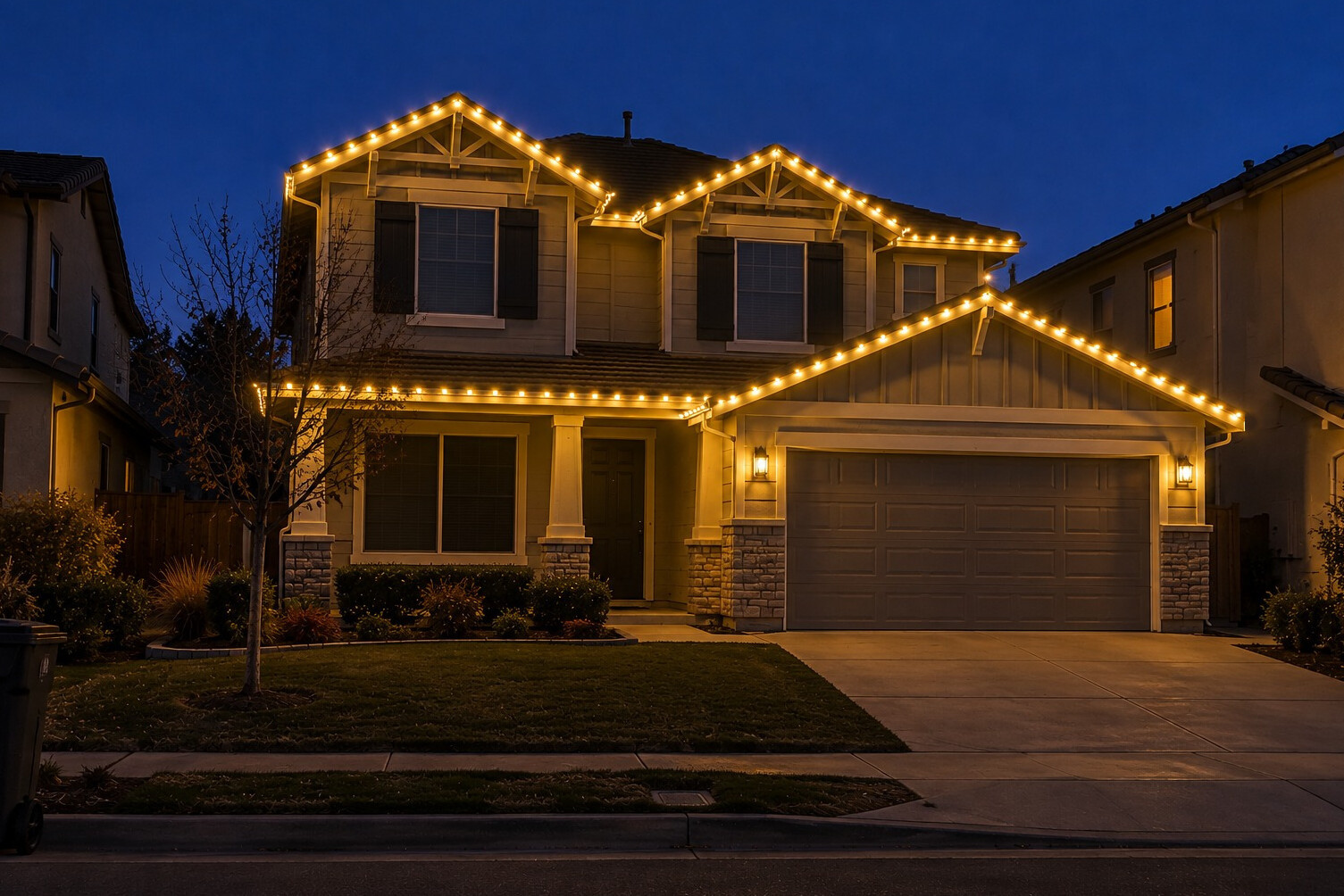 Christmas light company in Auburn, CA: grand tuscan tower wreath estate c9 warm white